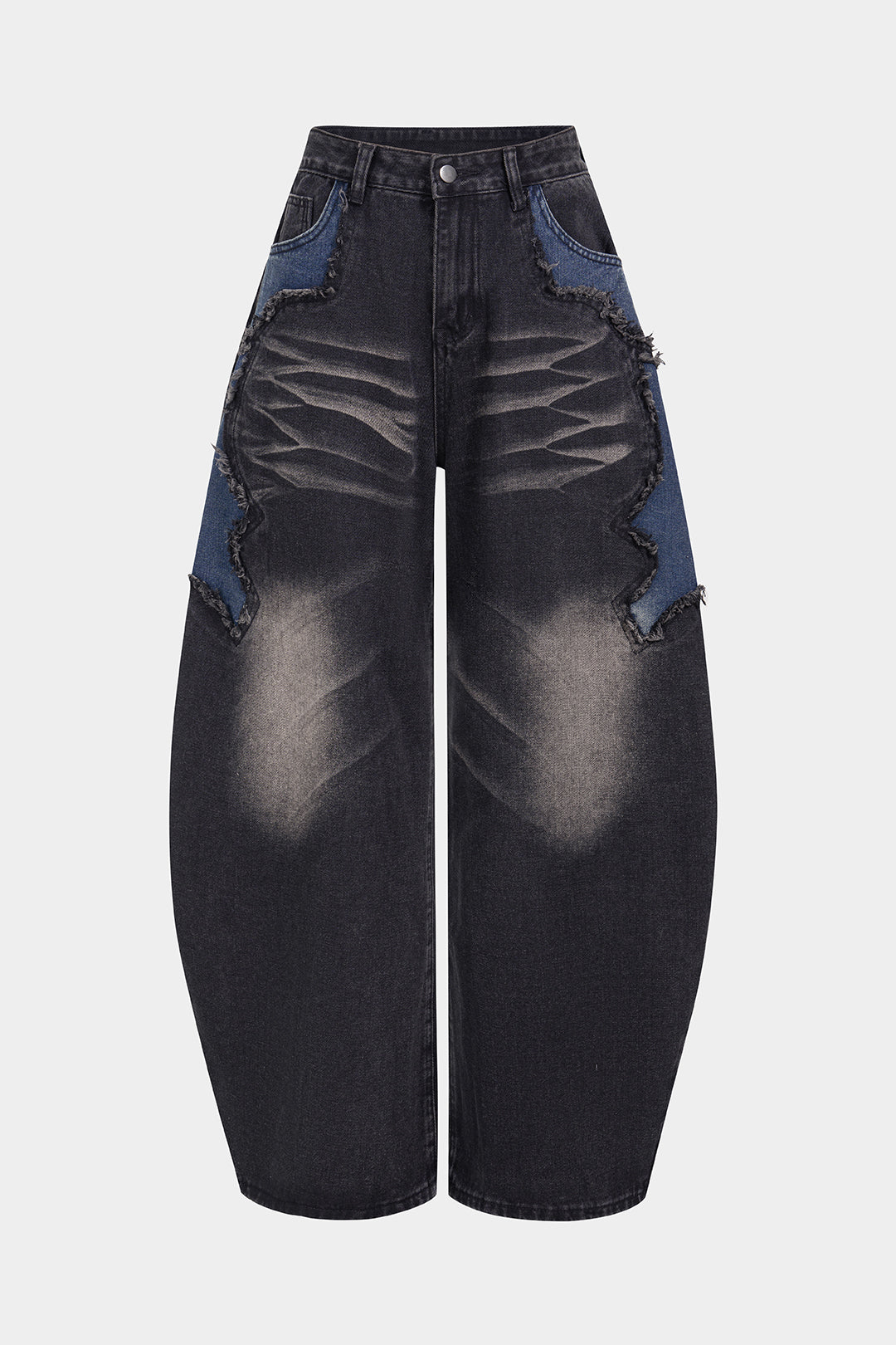 Jeans met knoopjes, zakken en wijde pijpen
