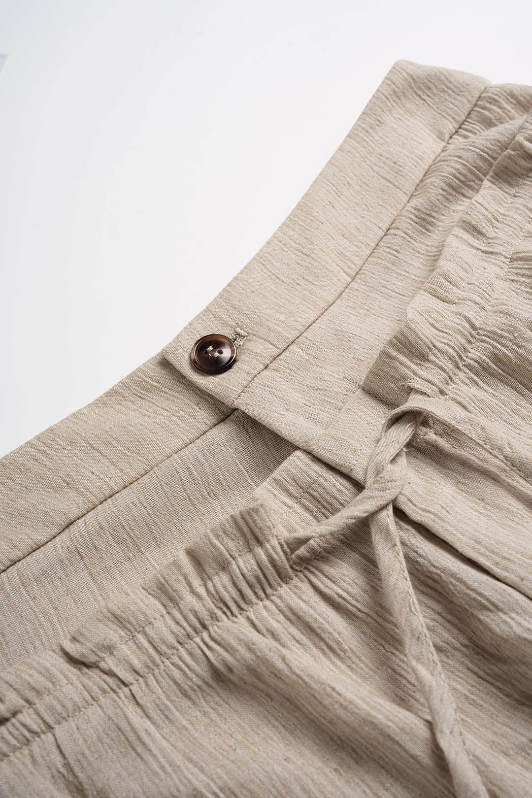 Linnen broek met strik en ruches