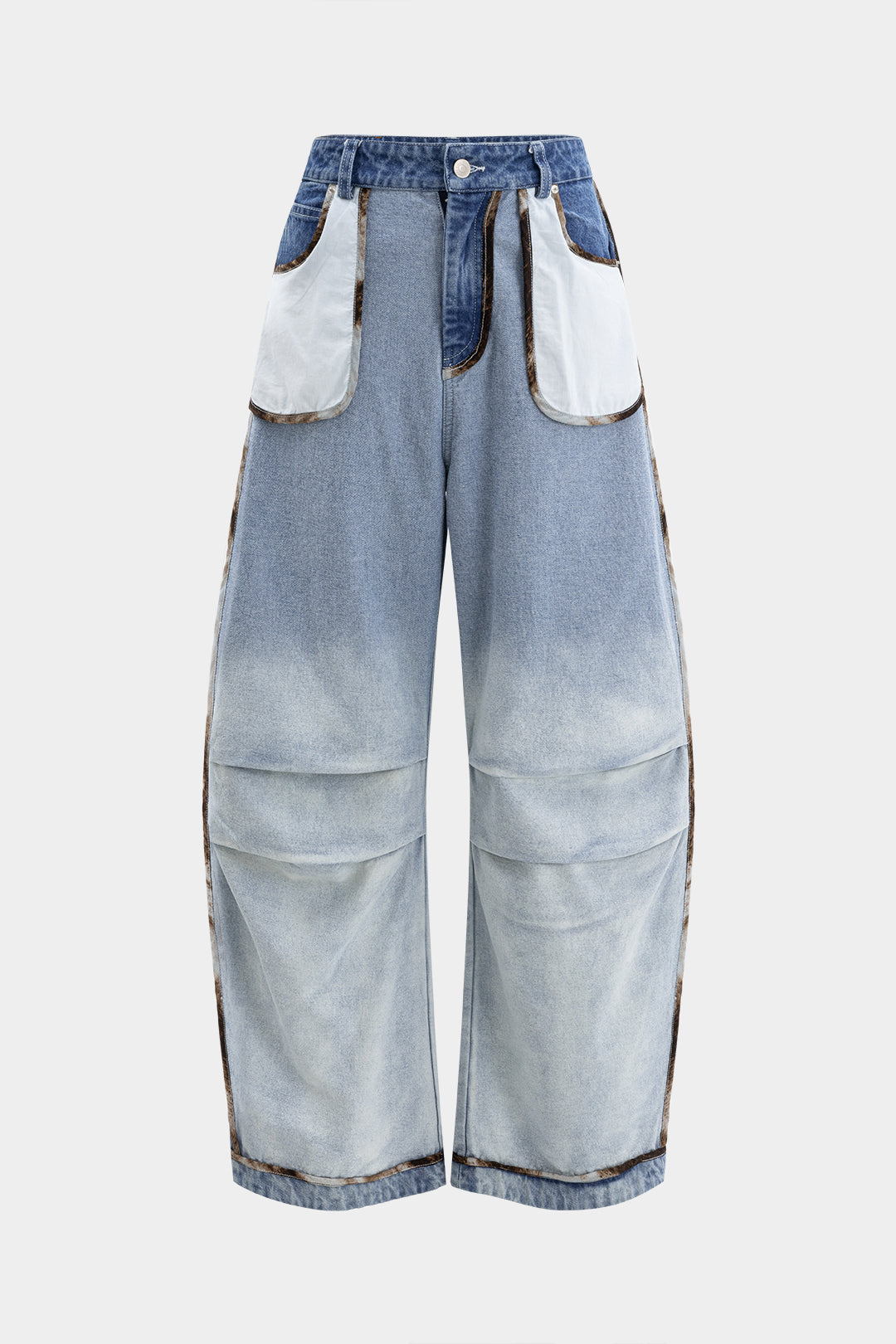Jeans met ruches, zakken en wijde pijpen