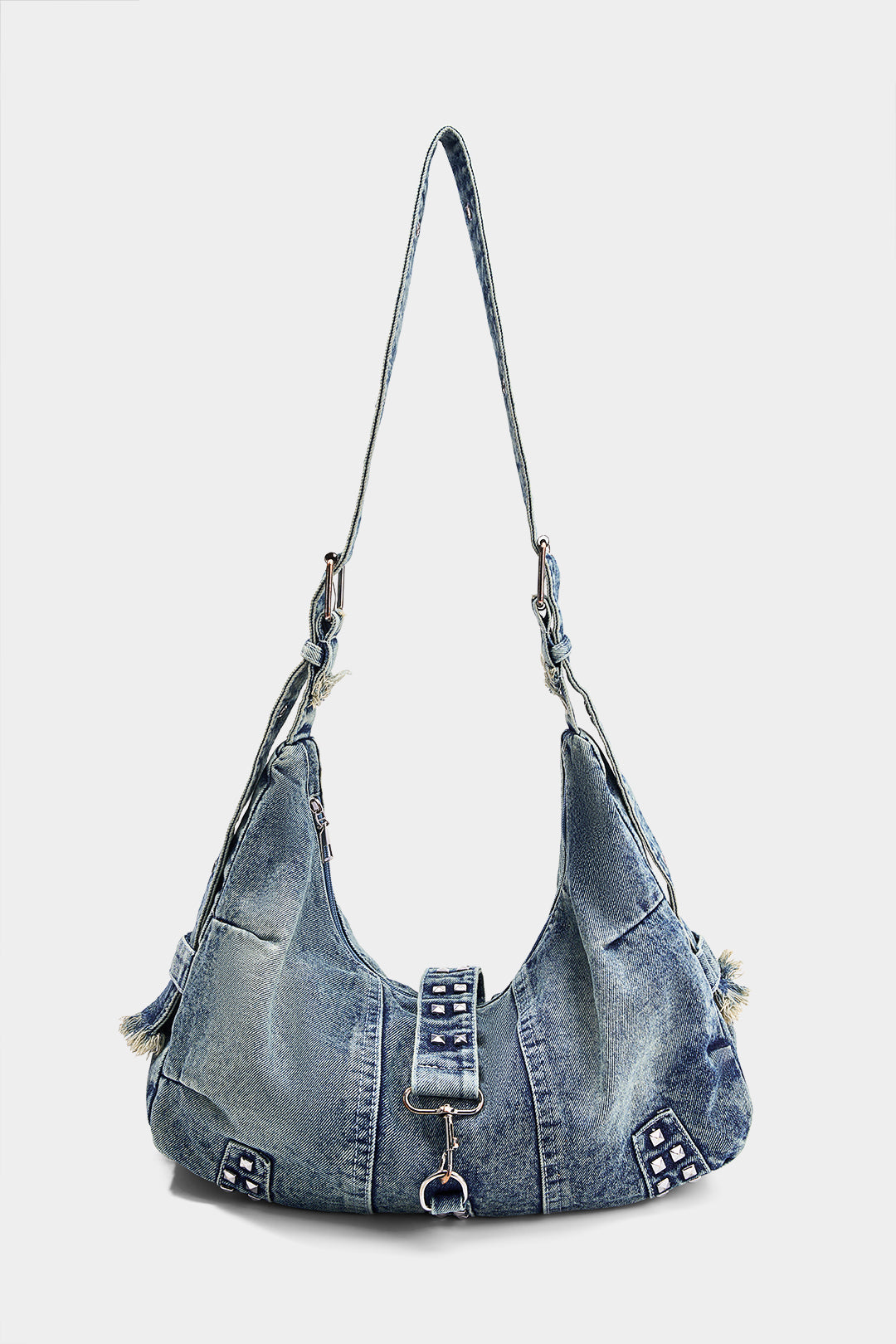 Denim tas met rafelrand