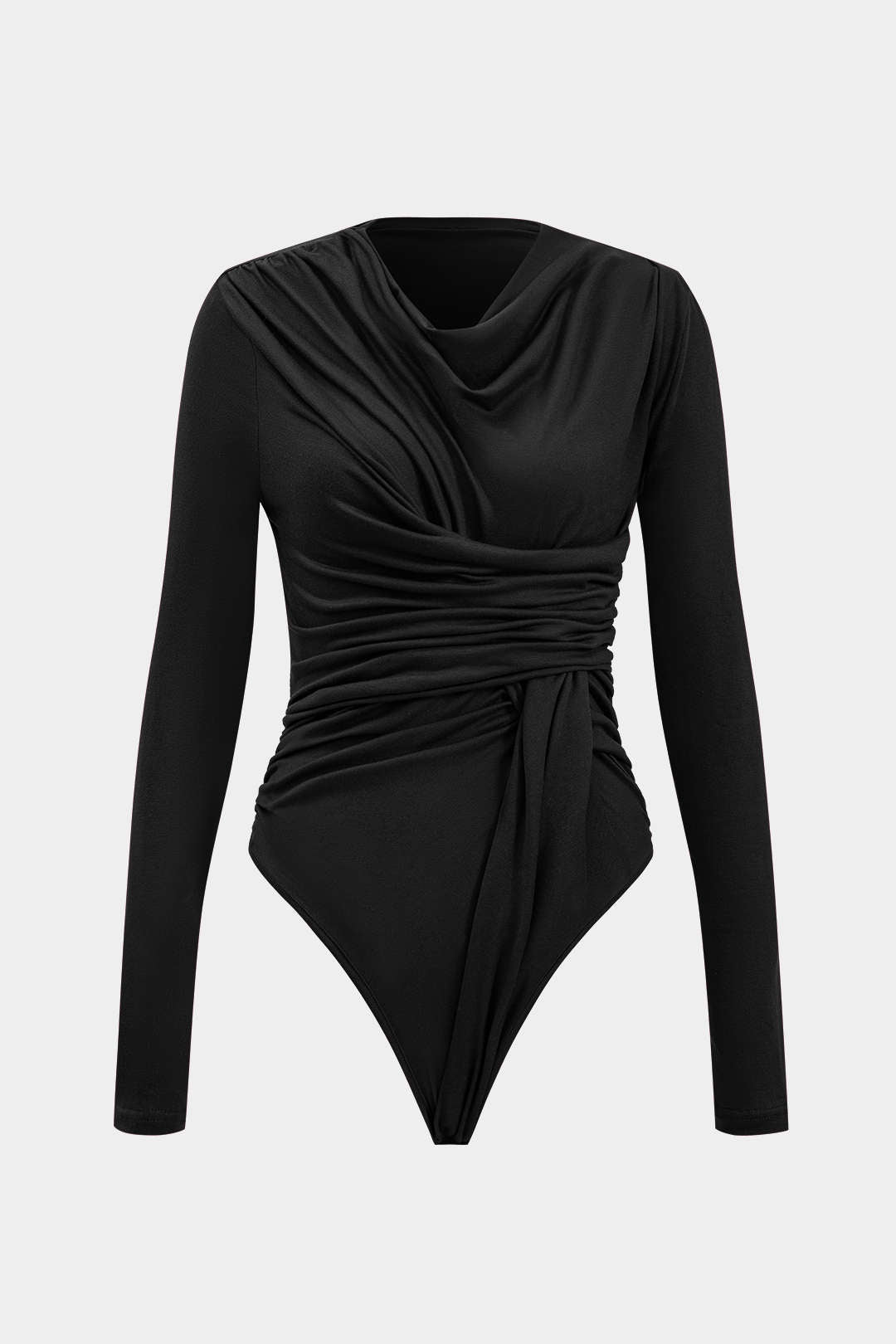 Gebreide body met ruches en lange mouwen