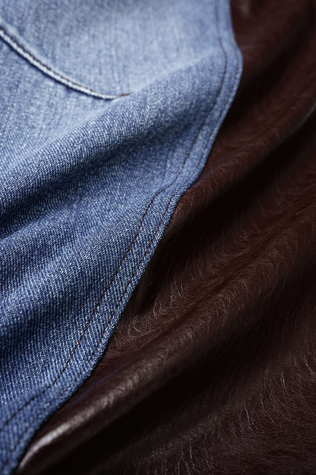 Denim patchwork broek met hoge taille