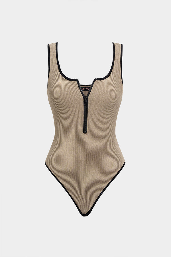 Mouwloze body met rits