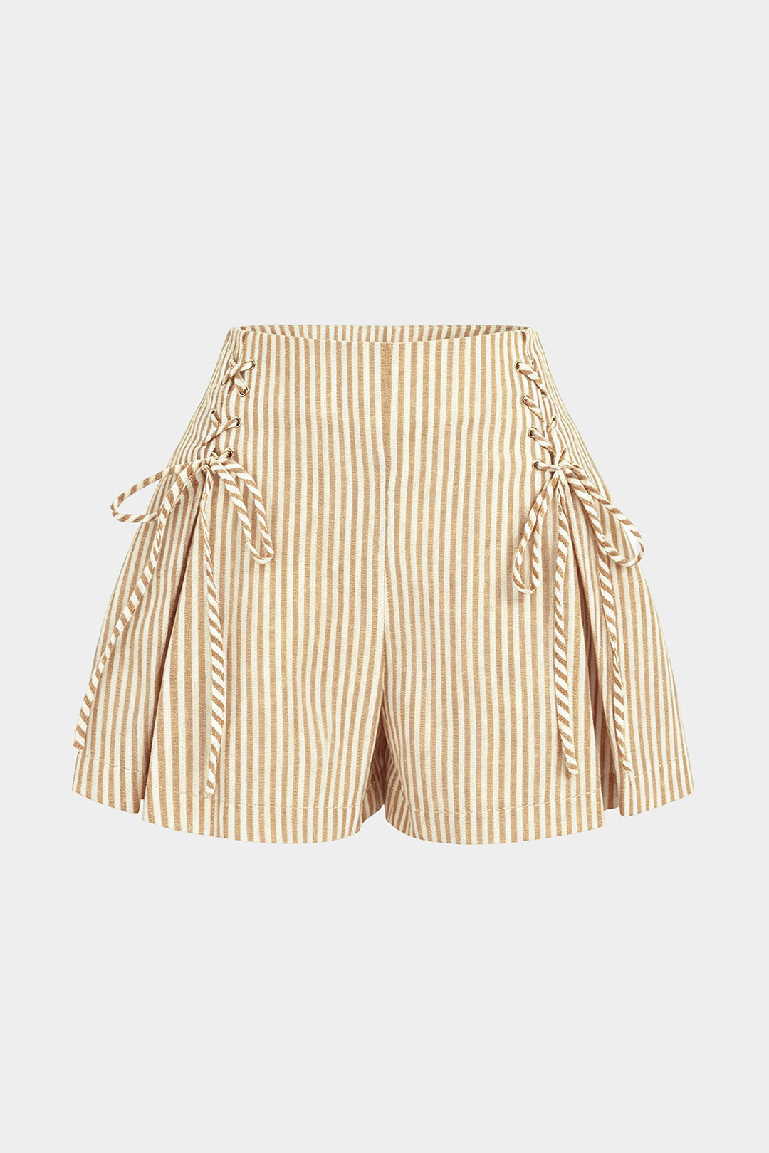 Gestreepte short met strik en wijde pijpen