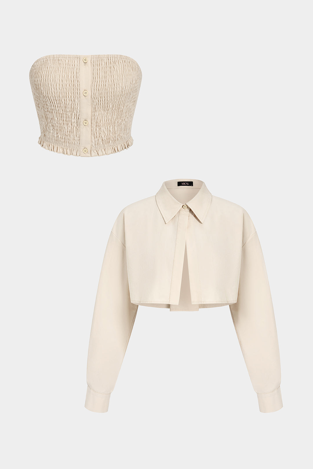 Blouse met knoopjes, smokwerk en revers