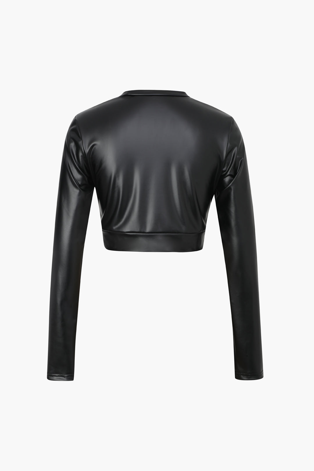 Leren-look top met gedraaid detail en lange mouwen