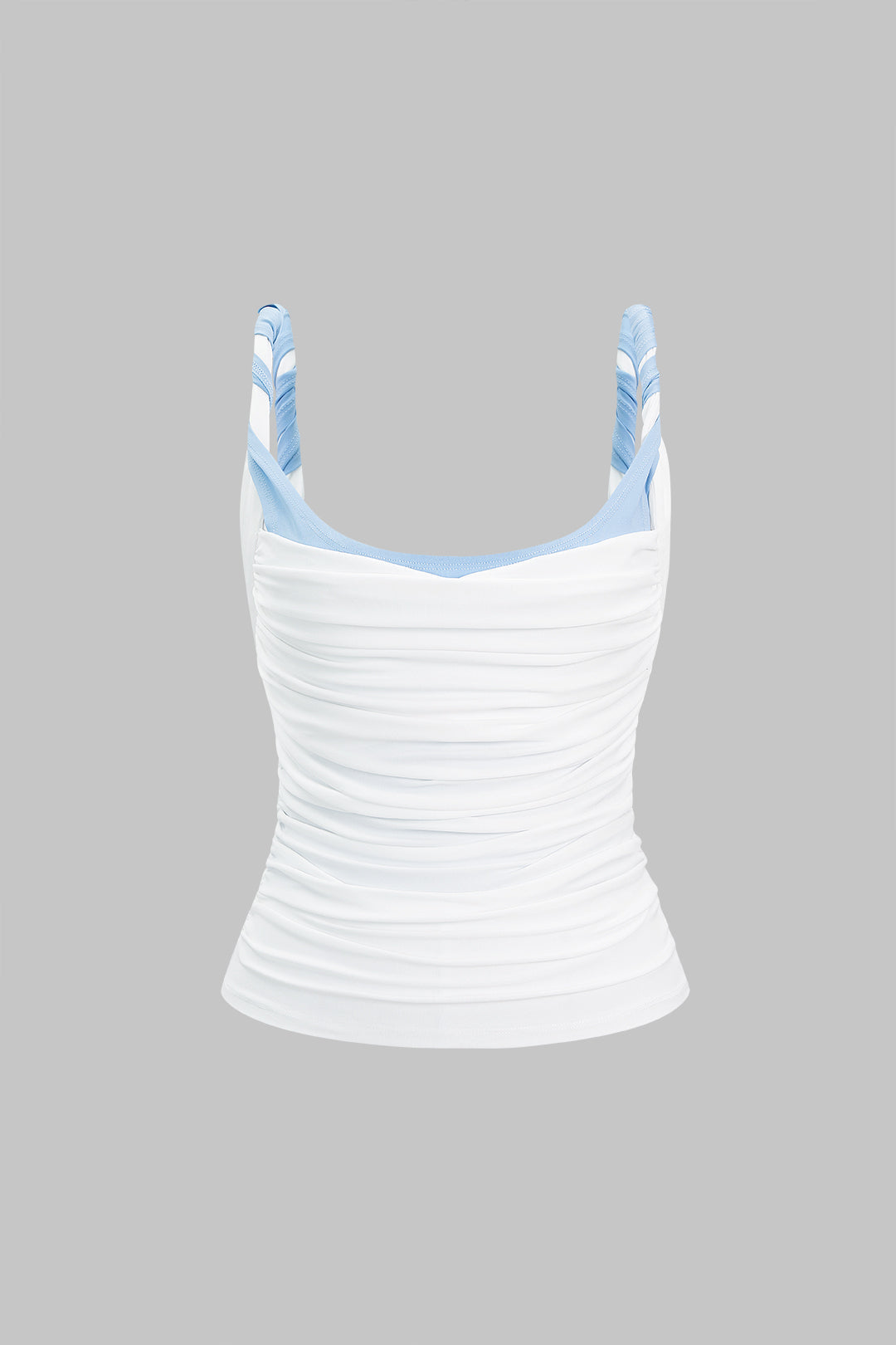 Top met gedraaid detail, knoopdetail en ruches