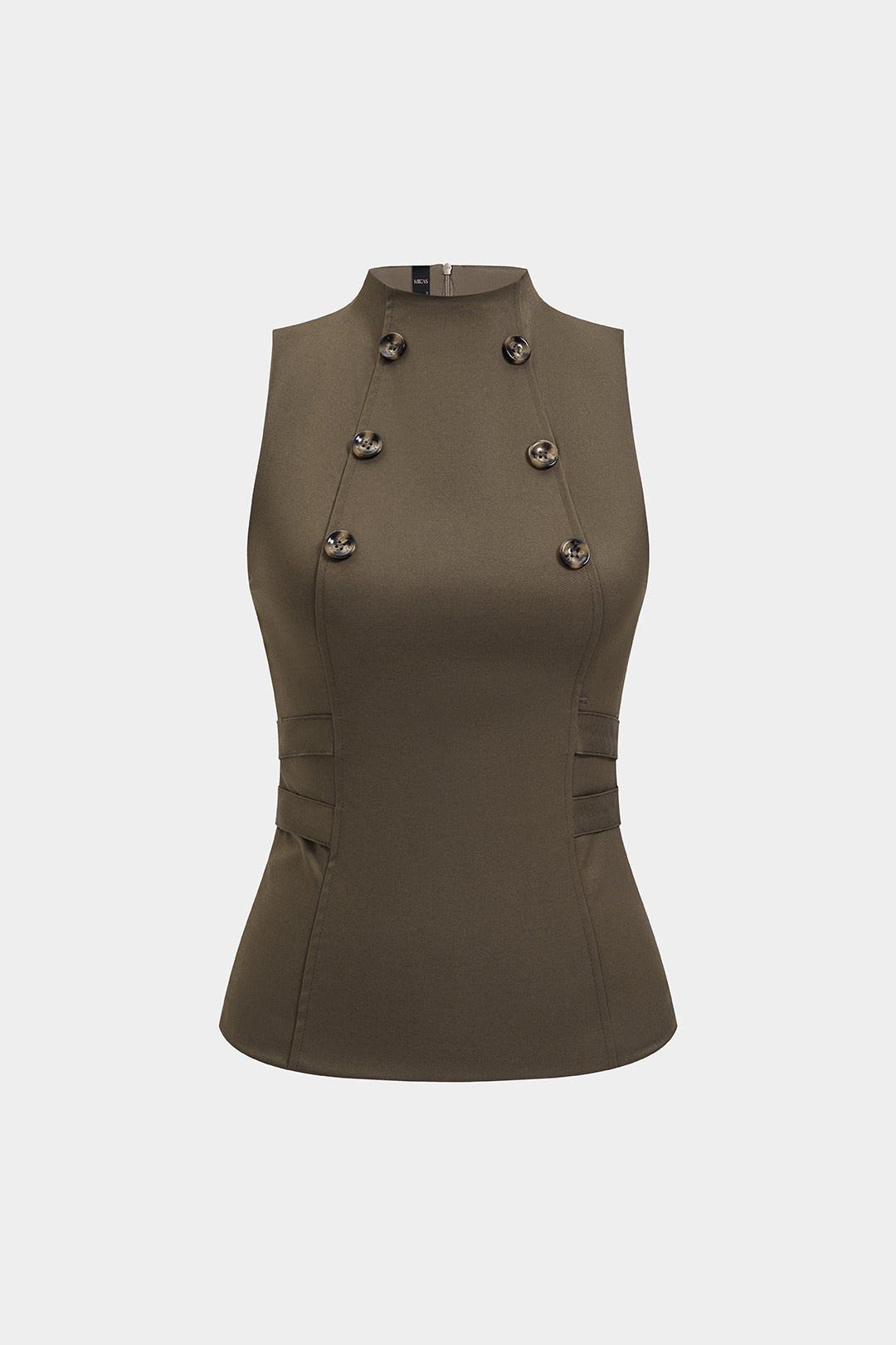 Gilet met opstaande kraag, knoopjes en rits