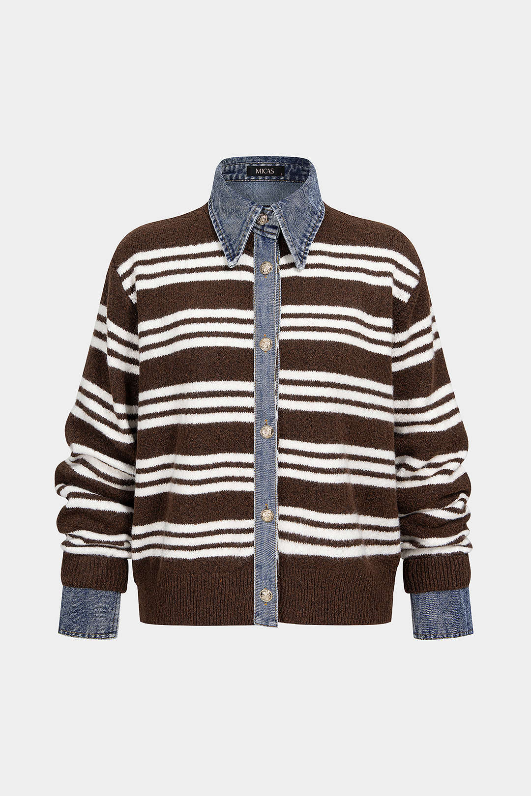 Gestreept gebreid vest