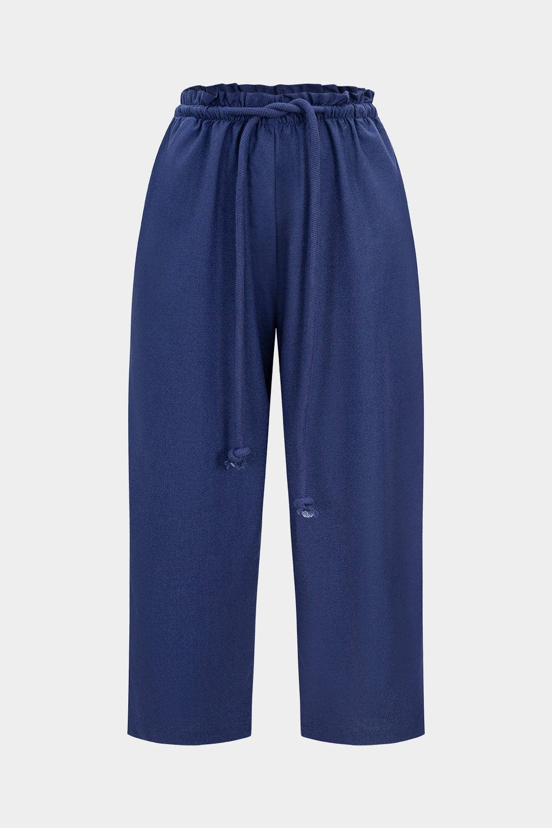 Linnen pantalon met trekkoord en strik