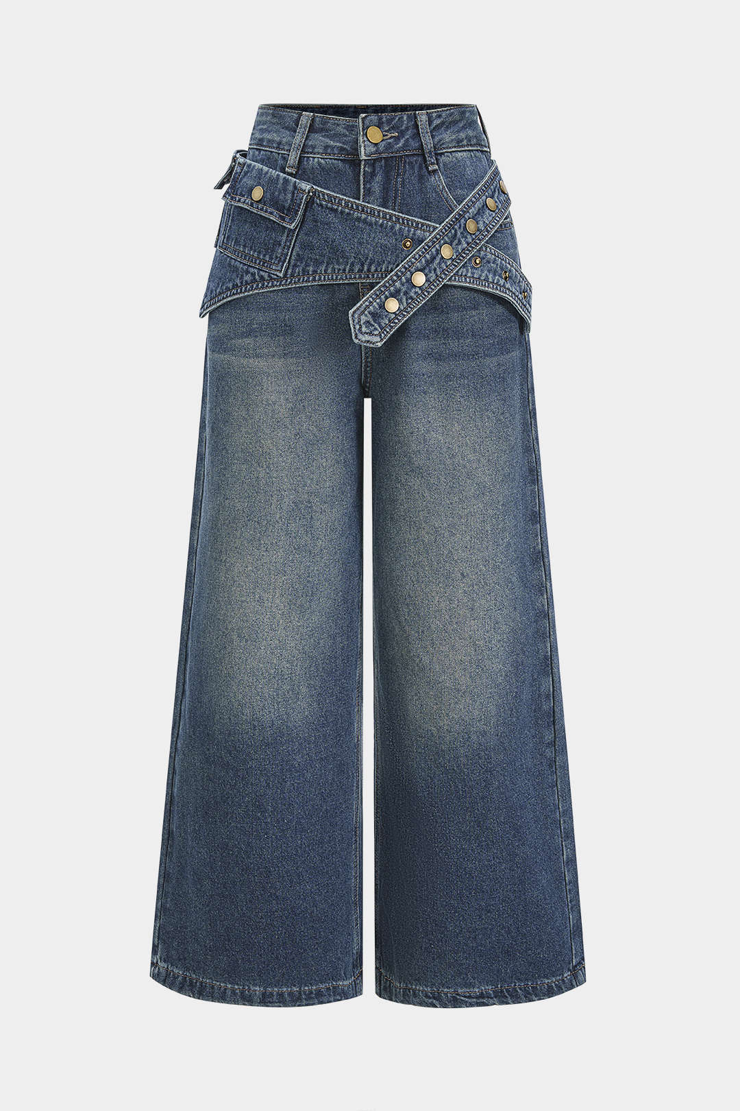 Selin - Asymmetrische jeans met wijde pijpen