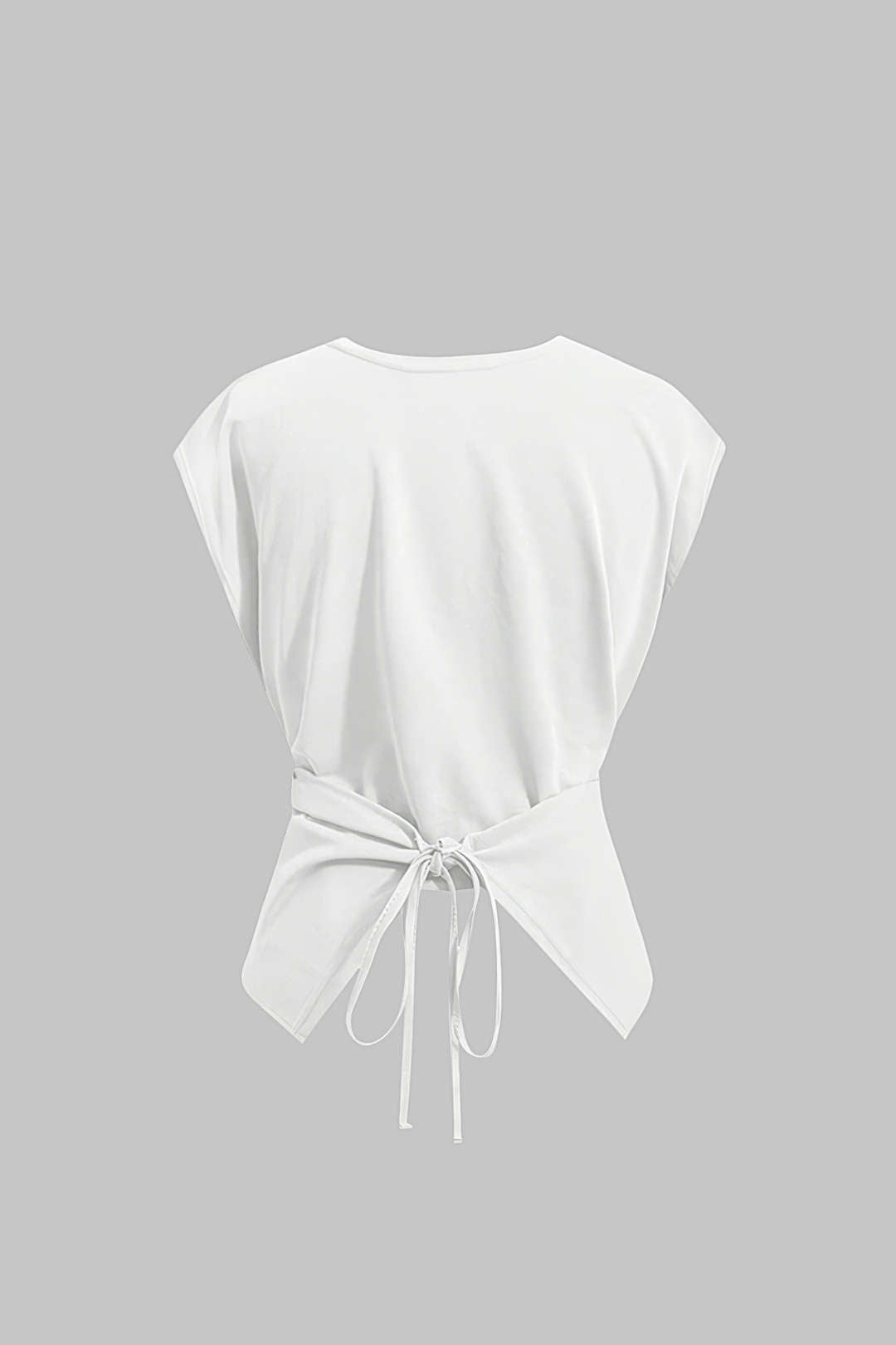 Effen T-shirt met ruches en strik