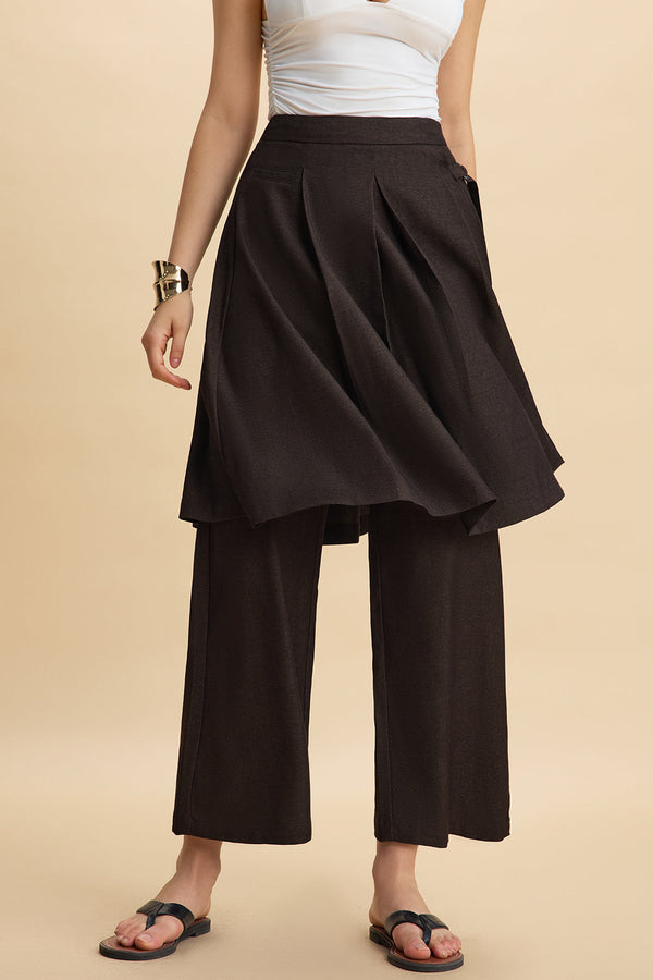 Pantalon met ruches, zakken en riem