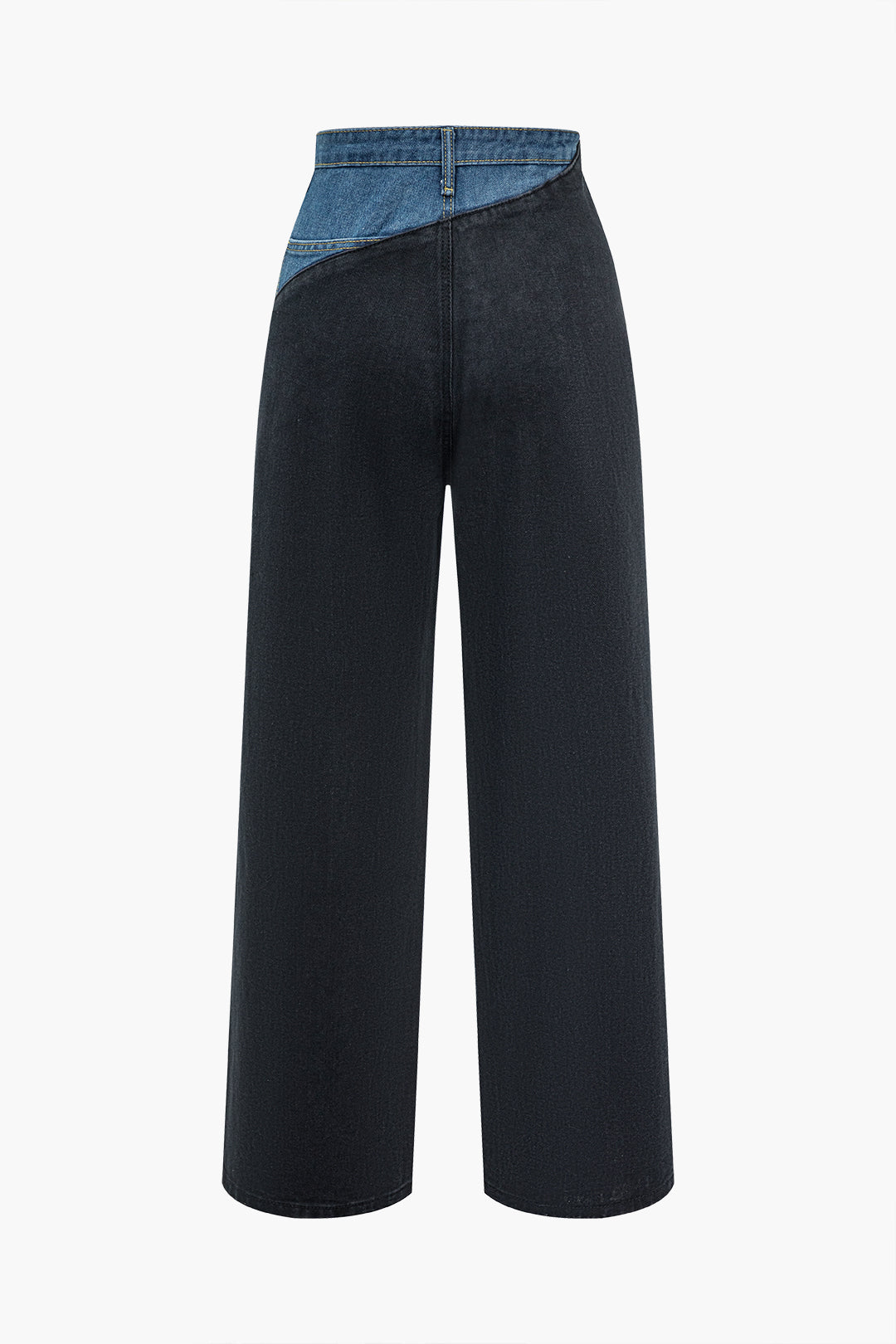 Patchwork jeans met rits en rechte pijp