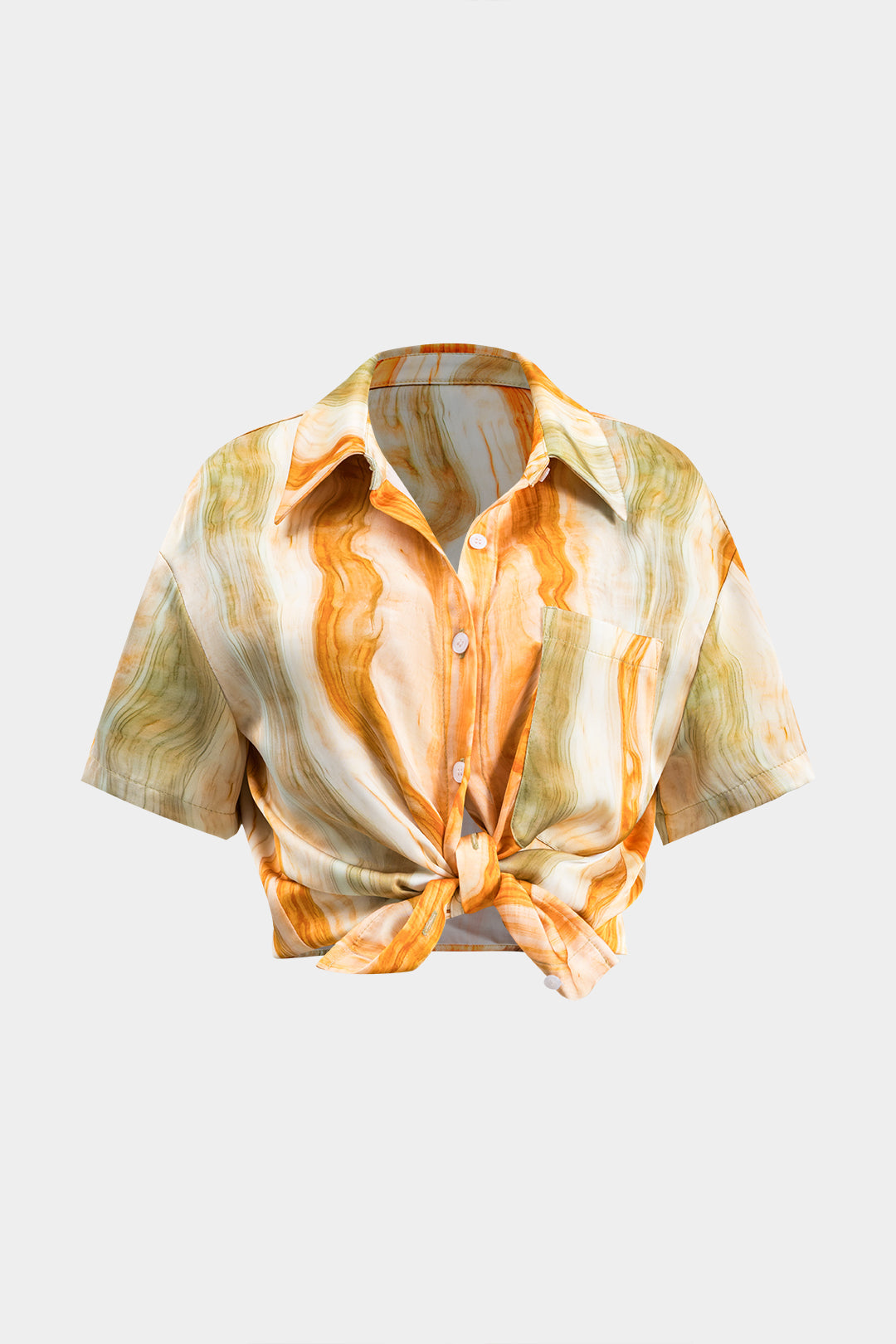 Blouse met knoopjes, zakken en korte mouwen