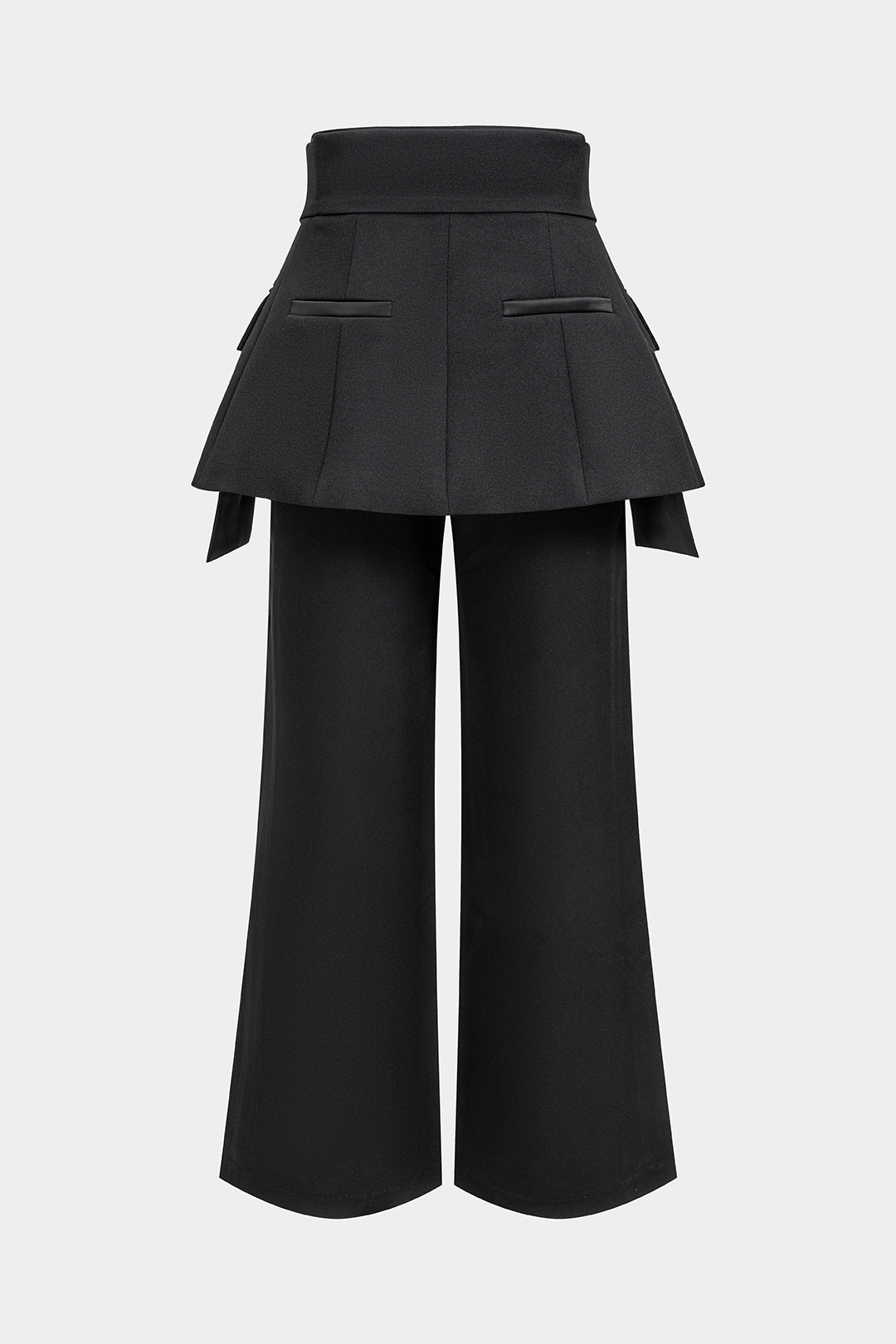 Leren-look broek met riem en wijde pijpen