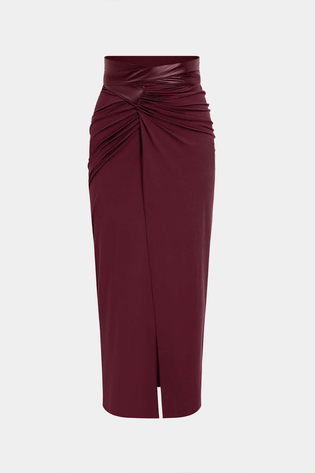 Kiki - Leren-look patchwork rok met ruches