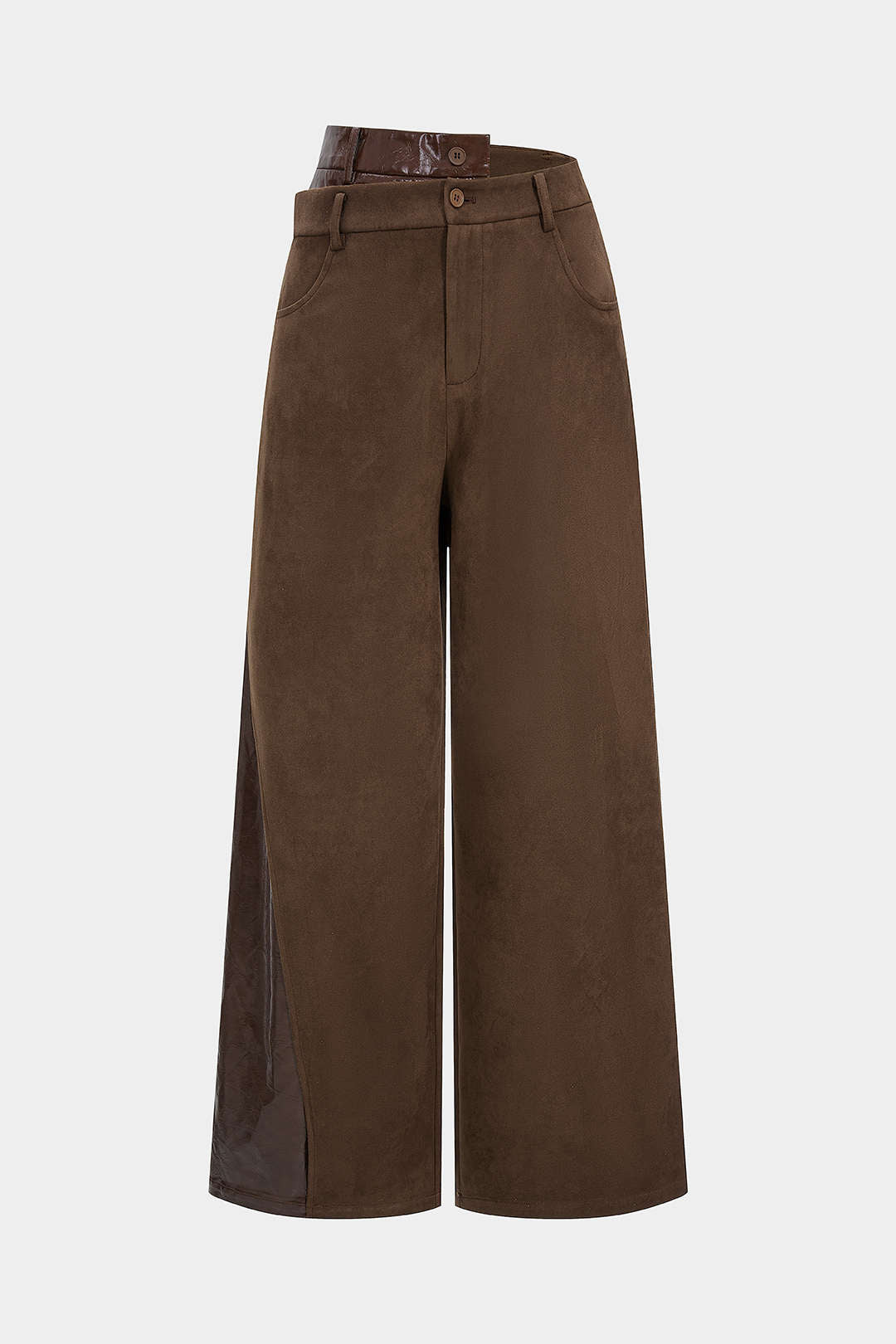 Leren-look suède broek met hoge taille