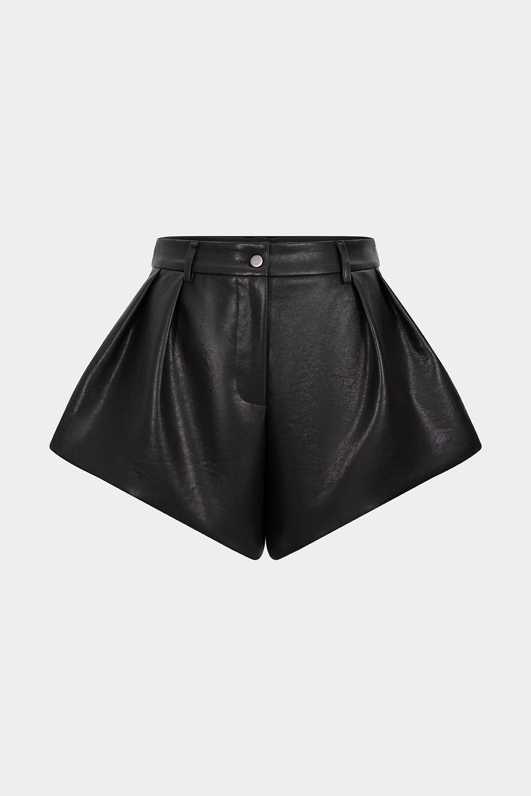 Leren-look geplooide short