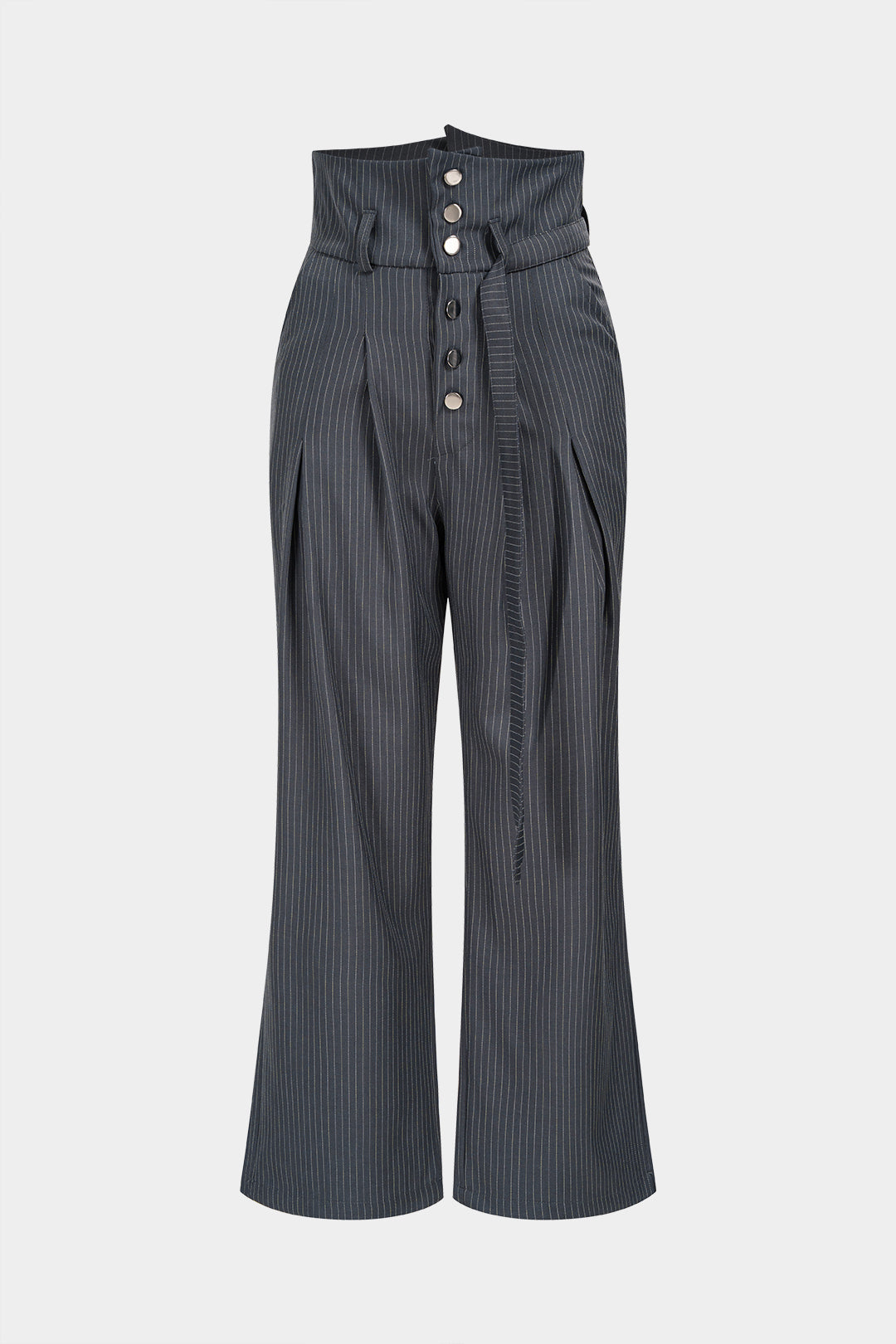 Gestreepte broek met borduursel en hoge taille