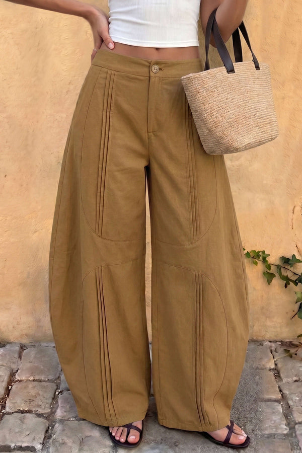Mila - Geplooide broek met wijde pijpen