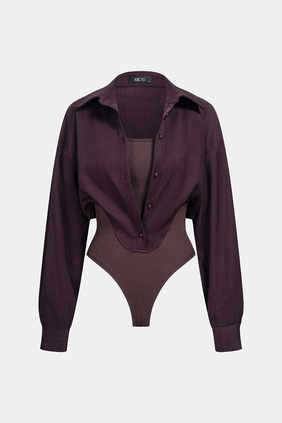 Mae - Patchwork body met knoopjes en lange mouwen