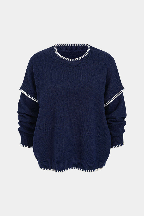 Esther - Gebreide top met ronde hals en lange mouwen