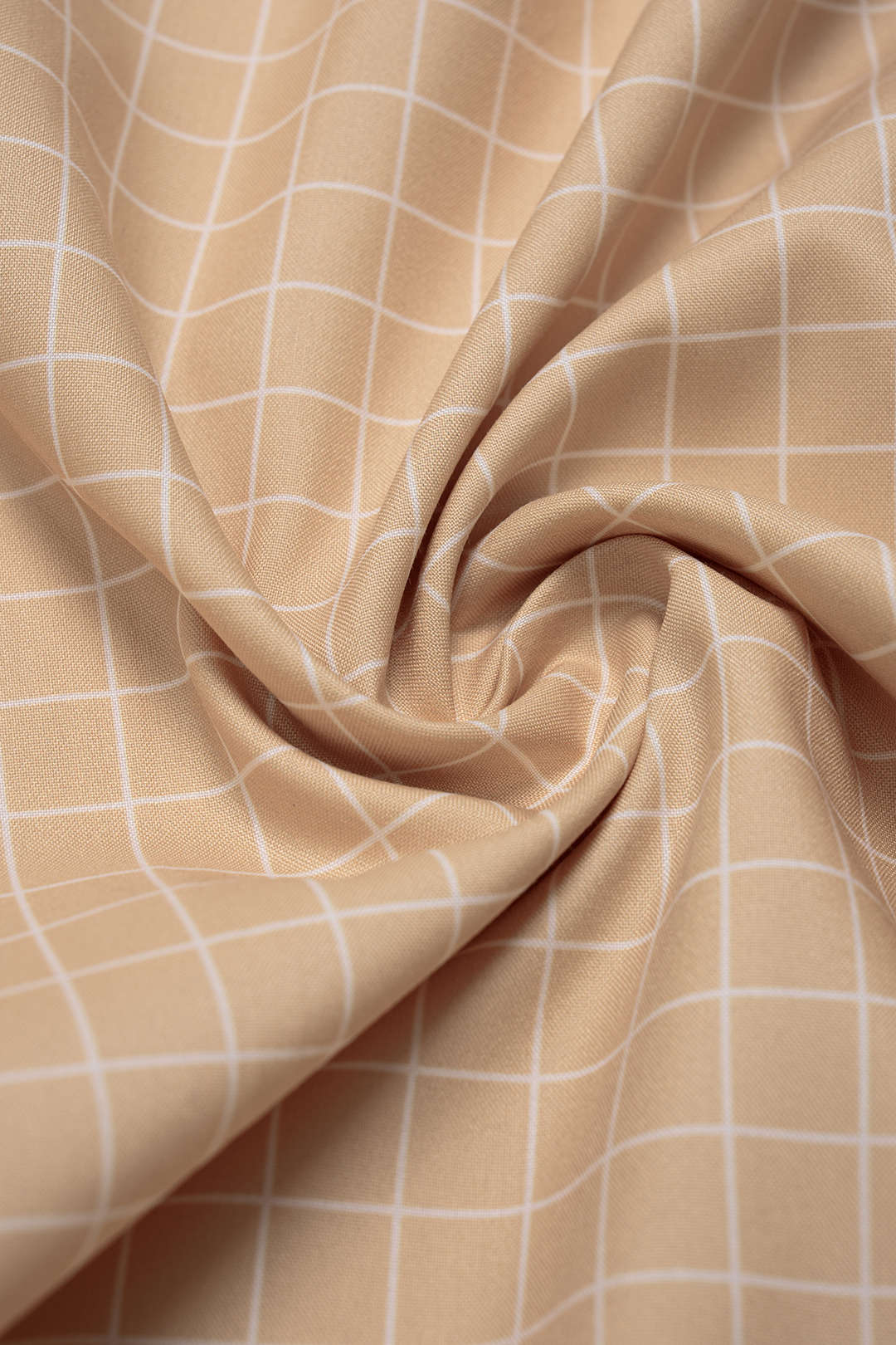 Geruite asymmetrische midijurk met ruches en lange mouwen