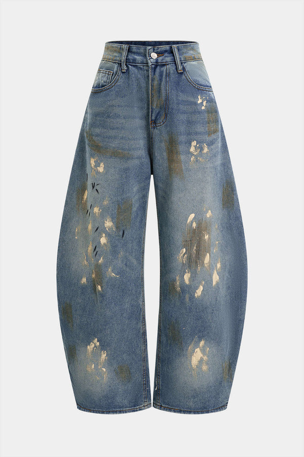 Linde - Verwassen jeans met wijde pijpen en ballonmodel