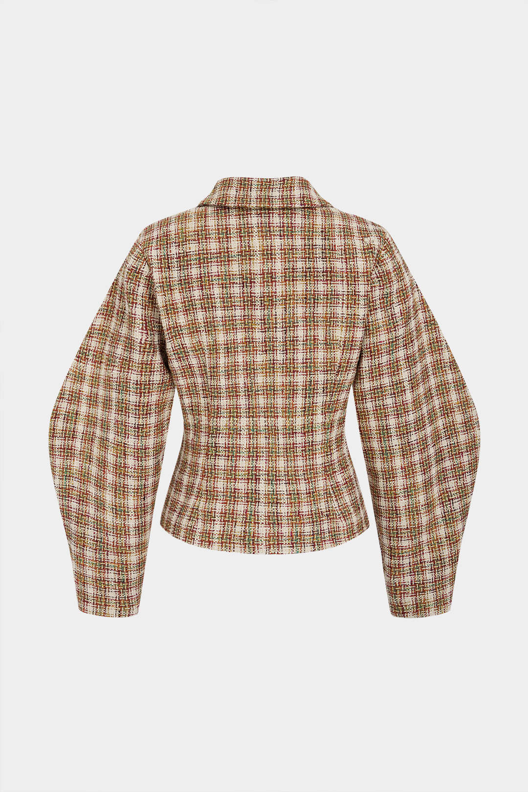 Geometrische wollen blouse met knoopjes en lange mouwen