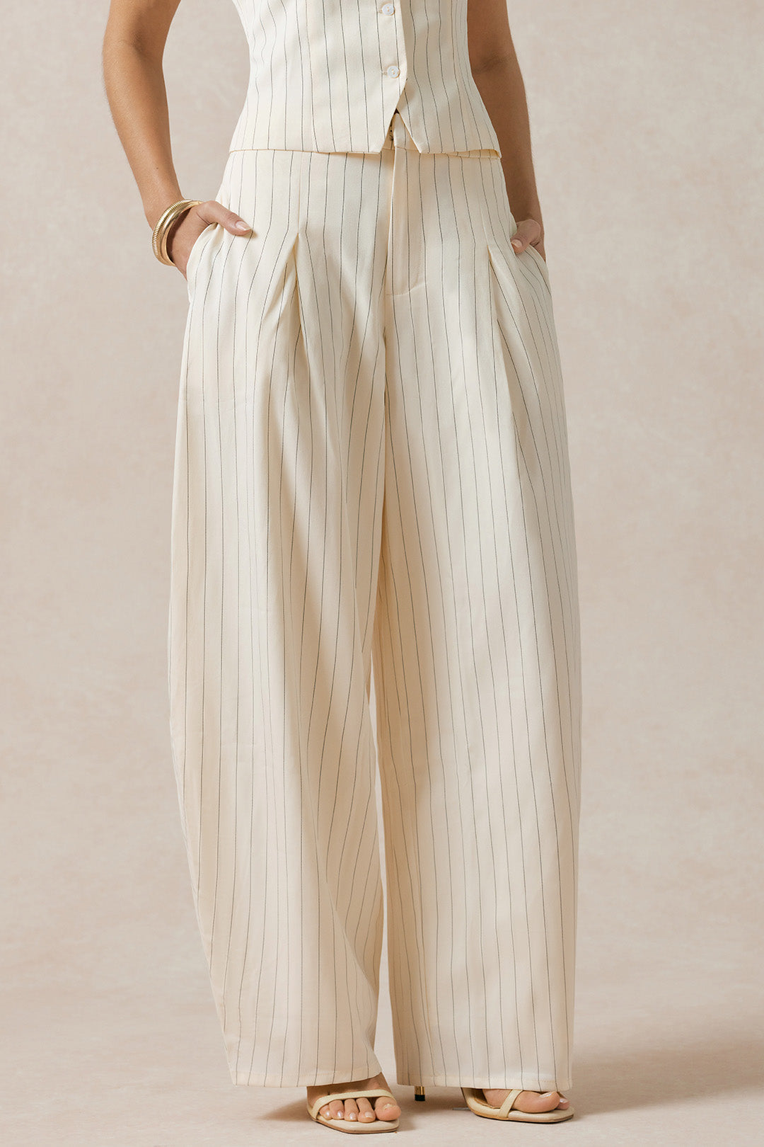 Gestreepte broek met hoge taille