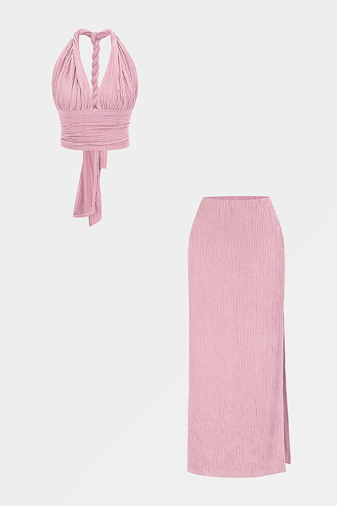Mouwloze set met top en rok
