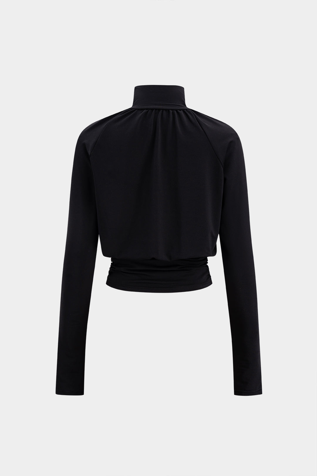 Leren-look T-shirt met kraag en lange mouwen