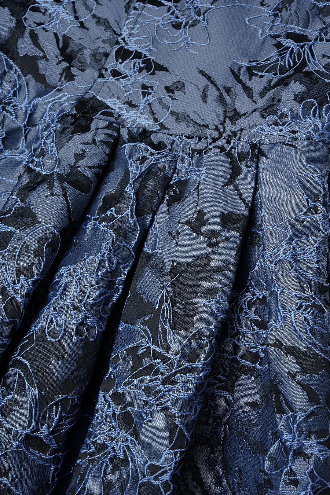 Jacquard mouwloze minijurk met spaghettibandjes en ruches