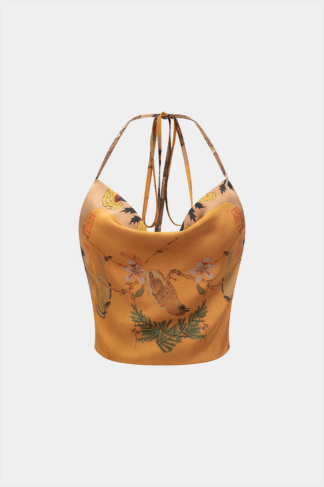 Bloemenprint top met halternek en open rug