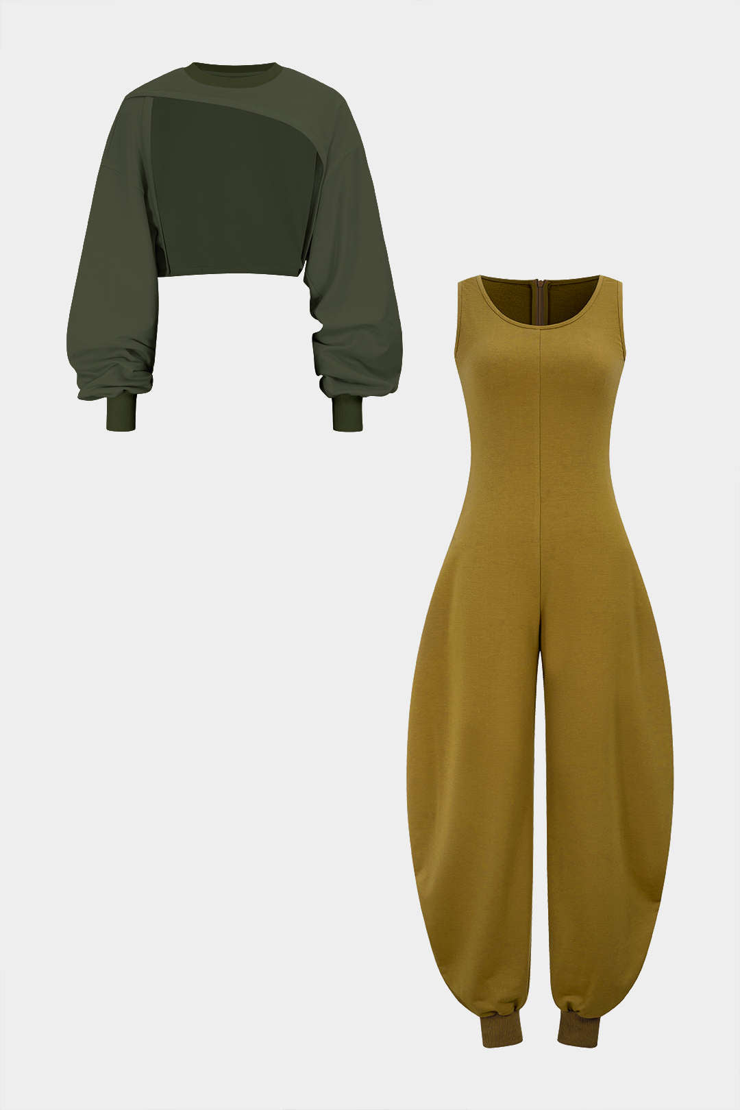 Effen set met top en jumpsuit