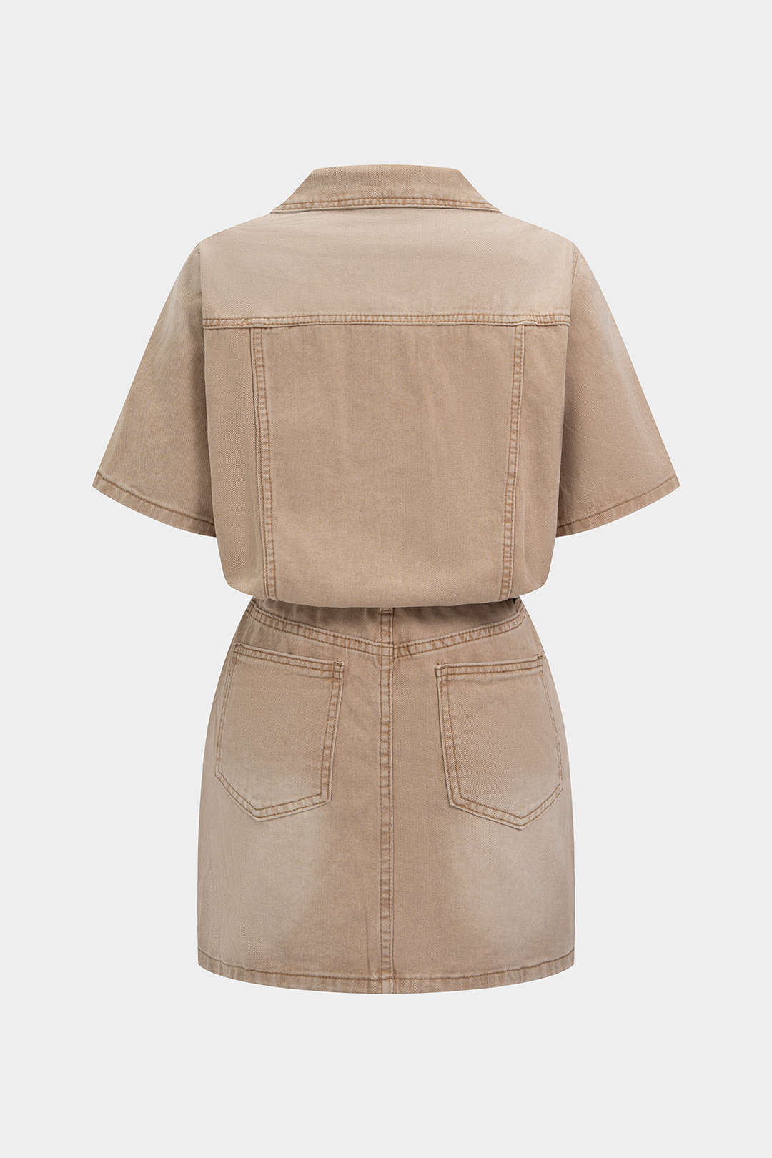 Denim minijurk met knoopjes, zakken en riem