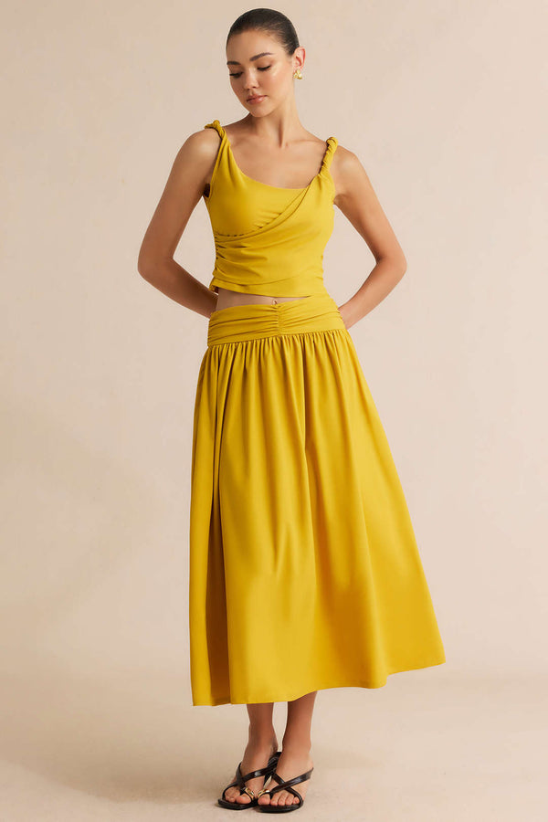 Ayla - Asymmetrische set met top en rok