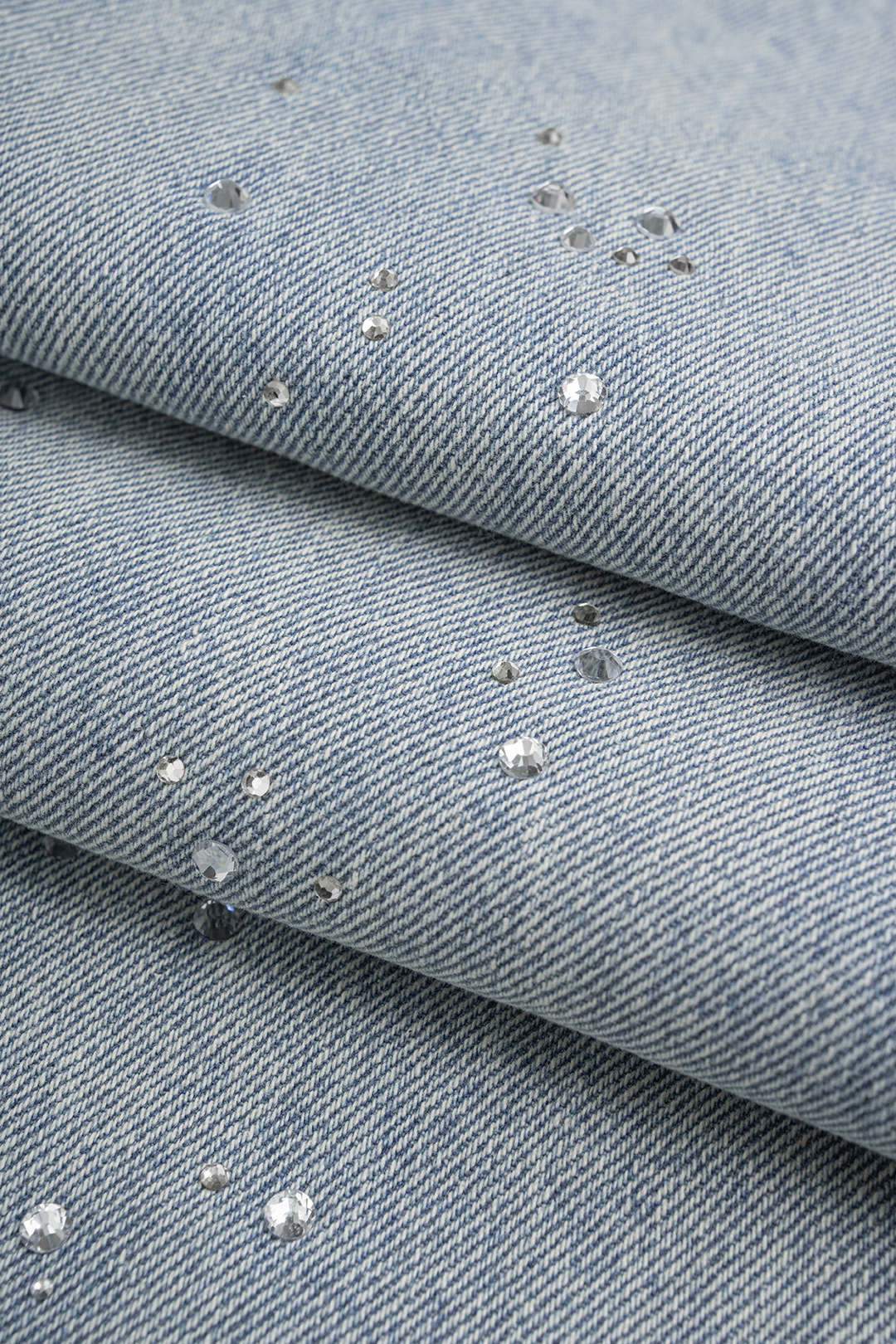Denim broek met strass en rechte pijp