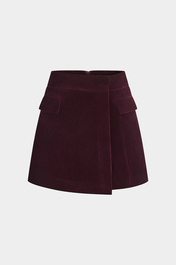 Fluwelen asymmetrische rok met zakken