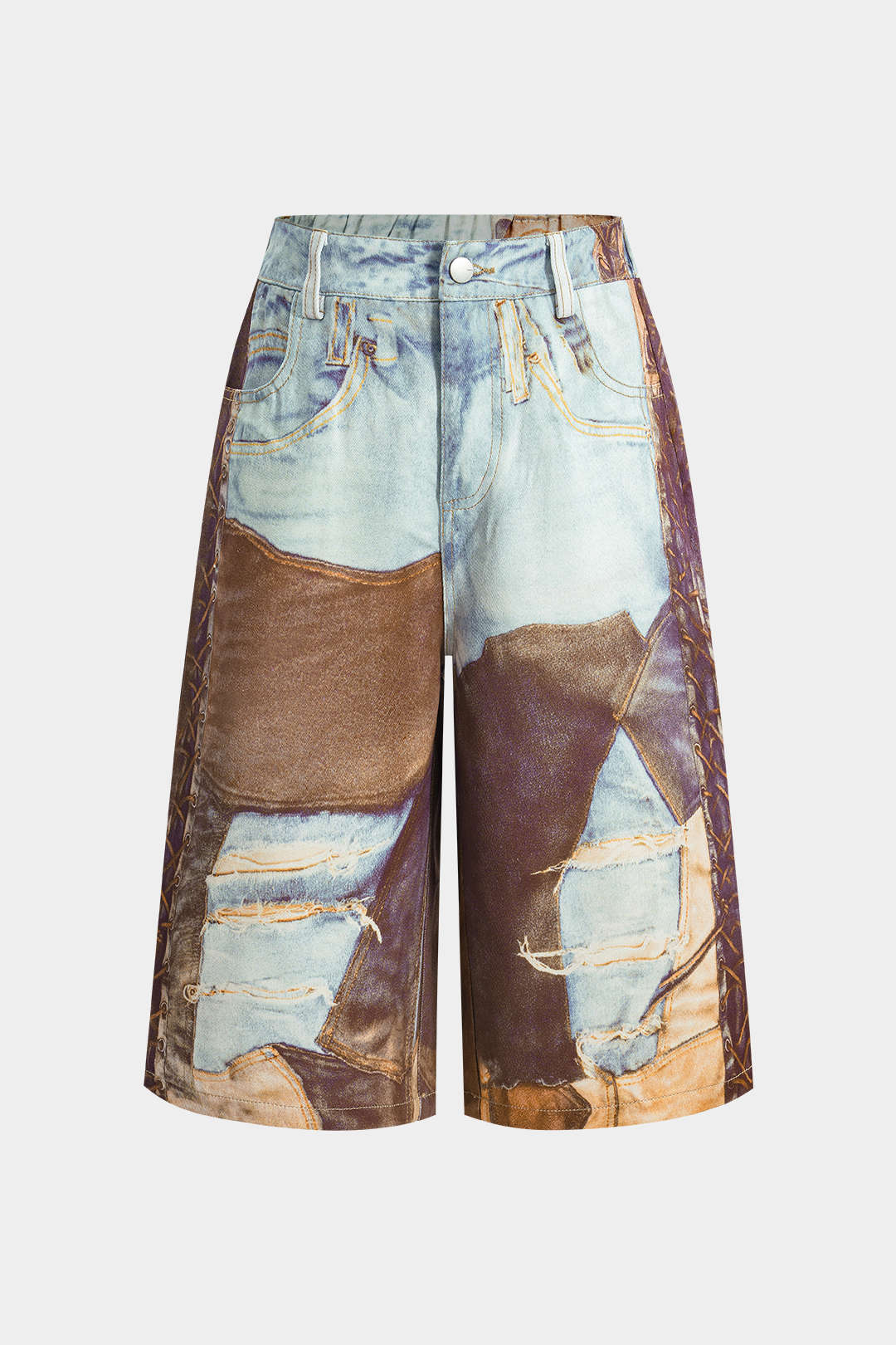 Short met kettingdetail en wijde pijpen