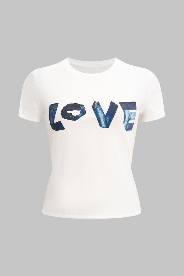 Aya - T-shirt met ronde hals en korte mouwen
