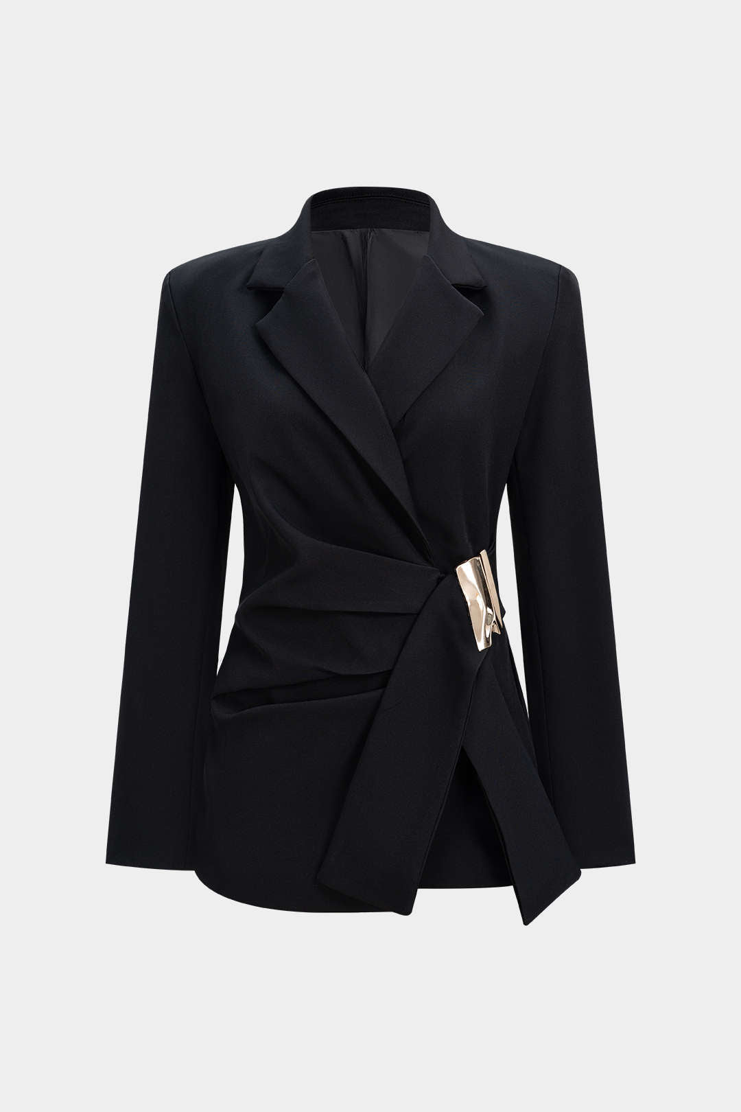 Metallic asymmetrische blazer met reverskraag en ruches