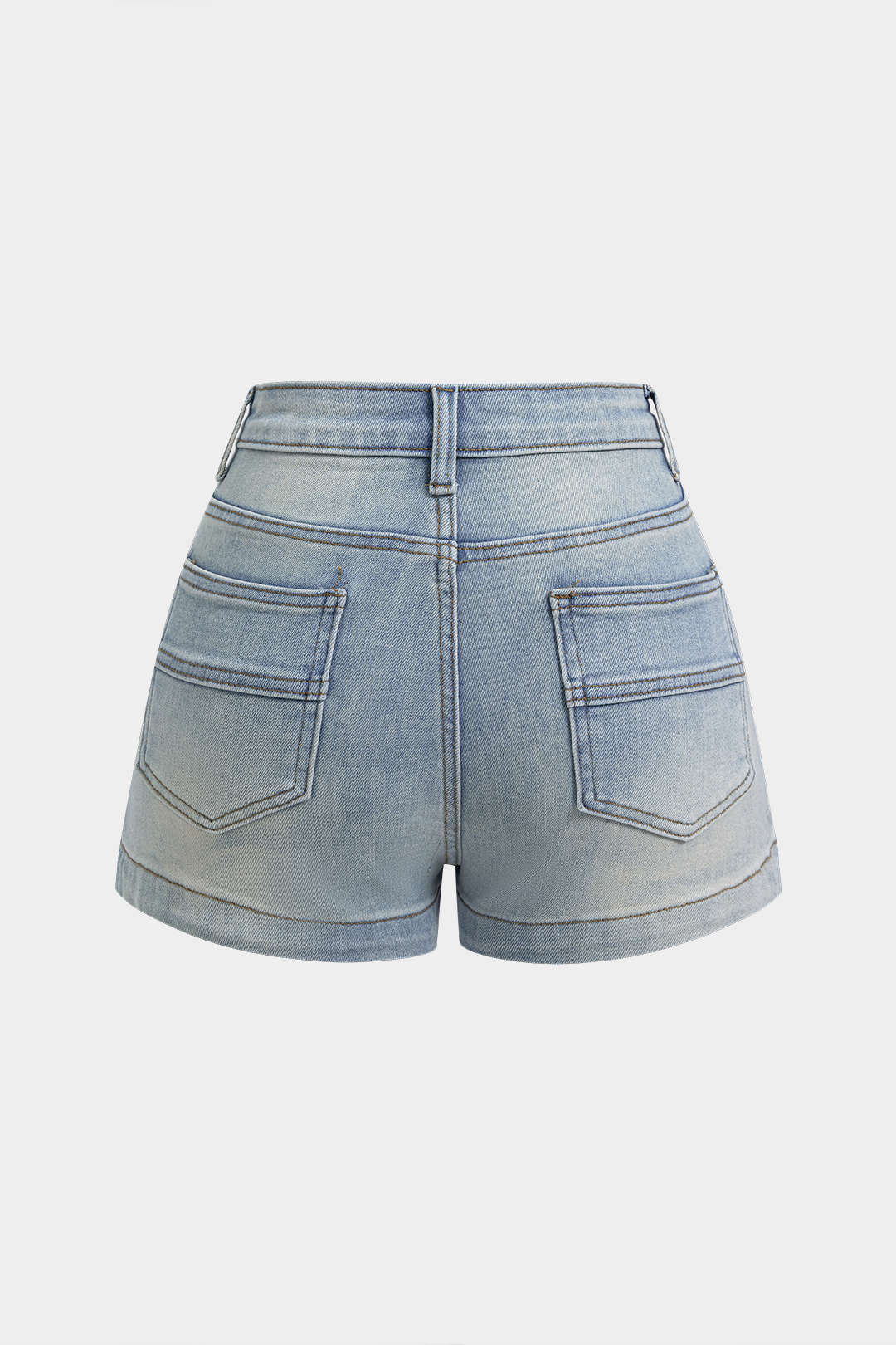 Denim metallic short met knoopjes en zakken