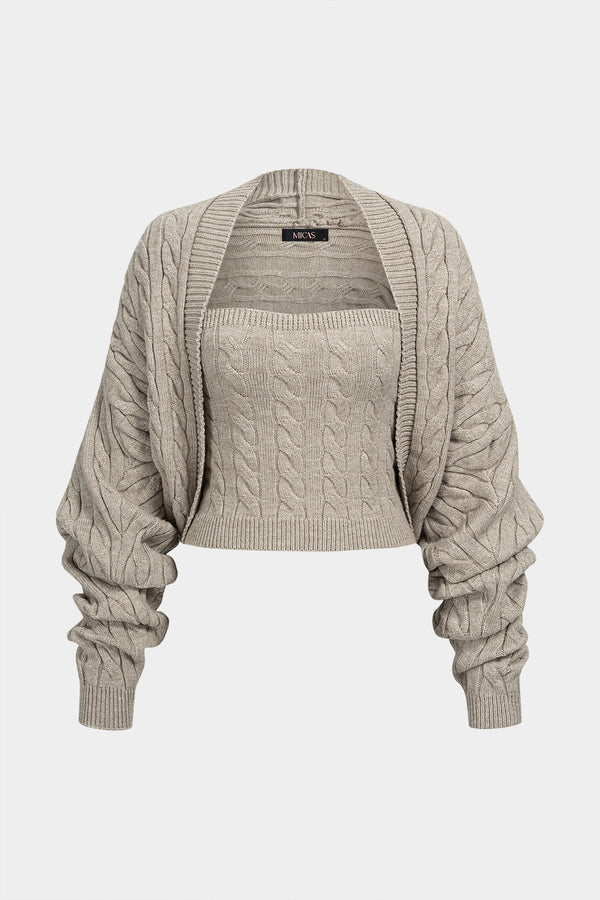 Lisa - Gebreide set met strapless top en vest