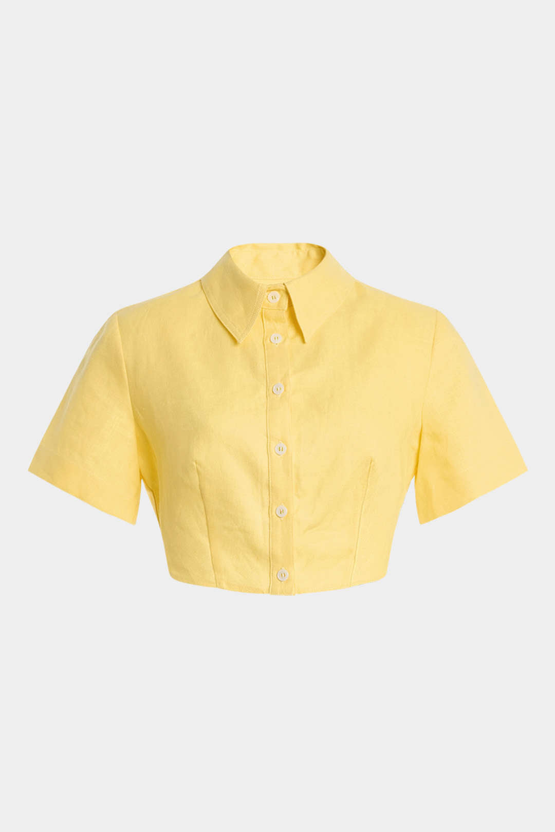 Linnen blouse met knoopjes en korte mouwen