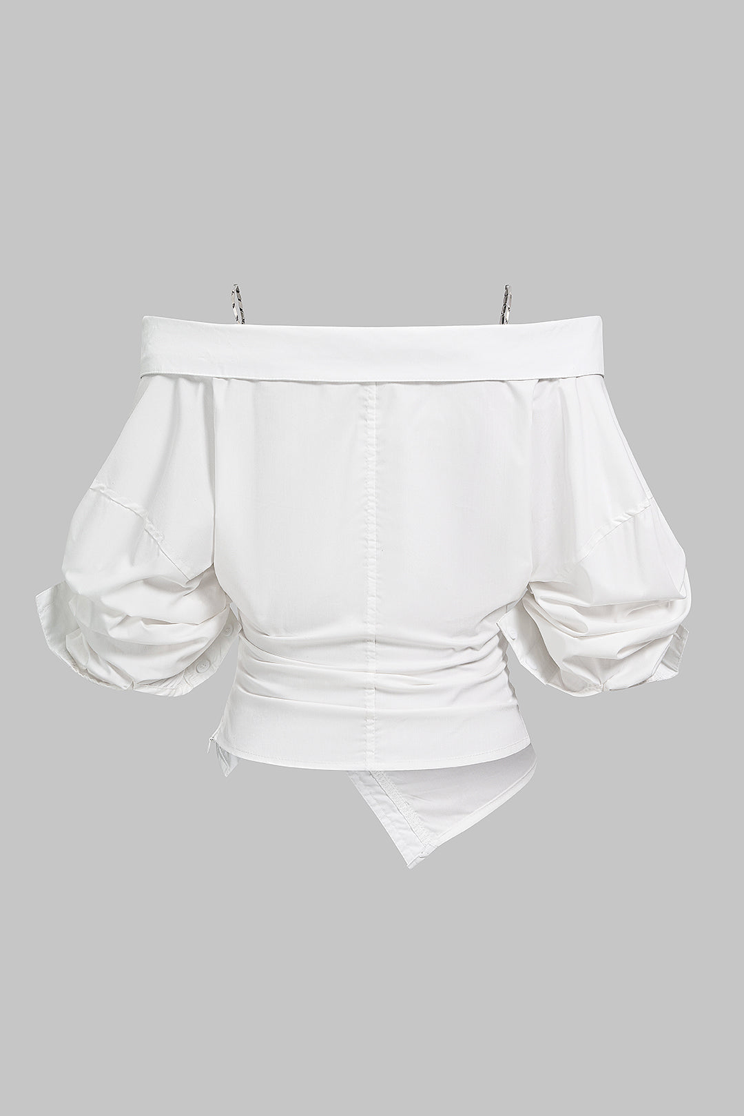 Asymmetrische blouse met knoopjes, V-hals en ruches