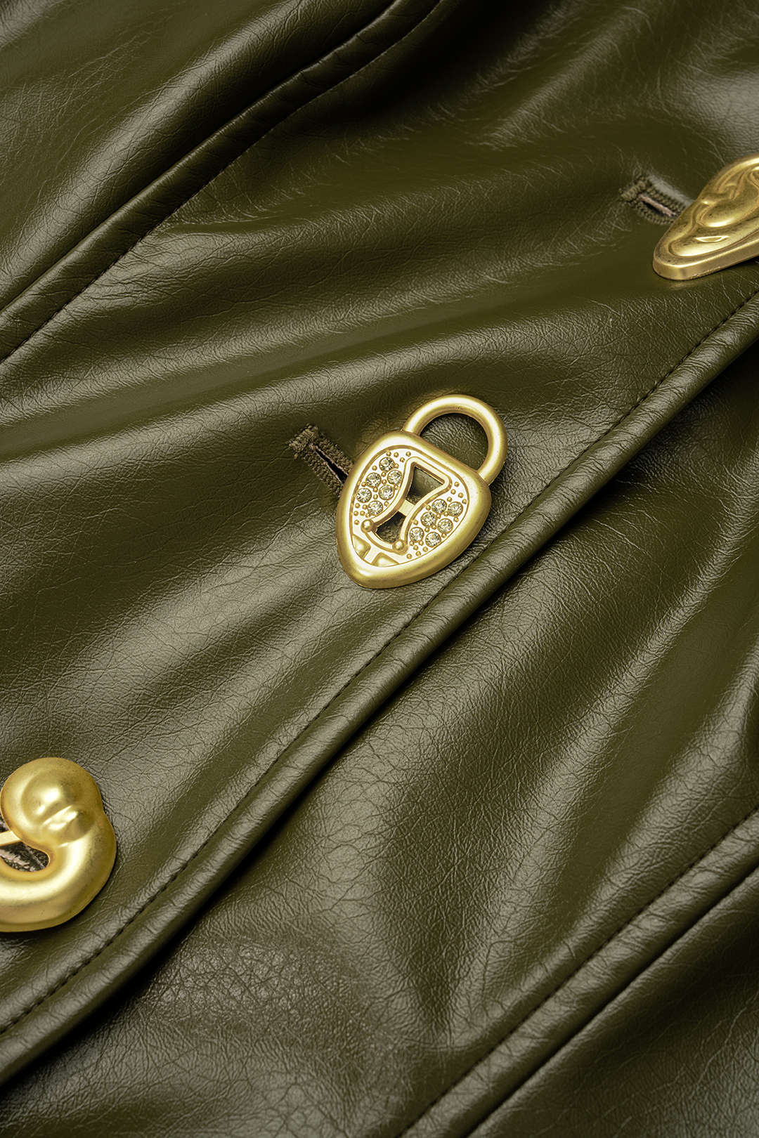 Metallic leren-look gilet met halternek