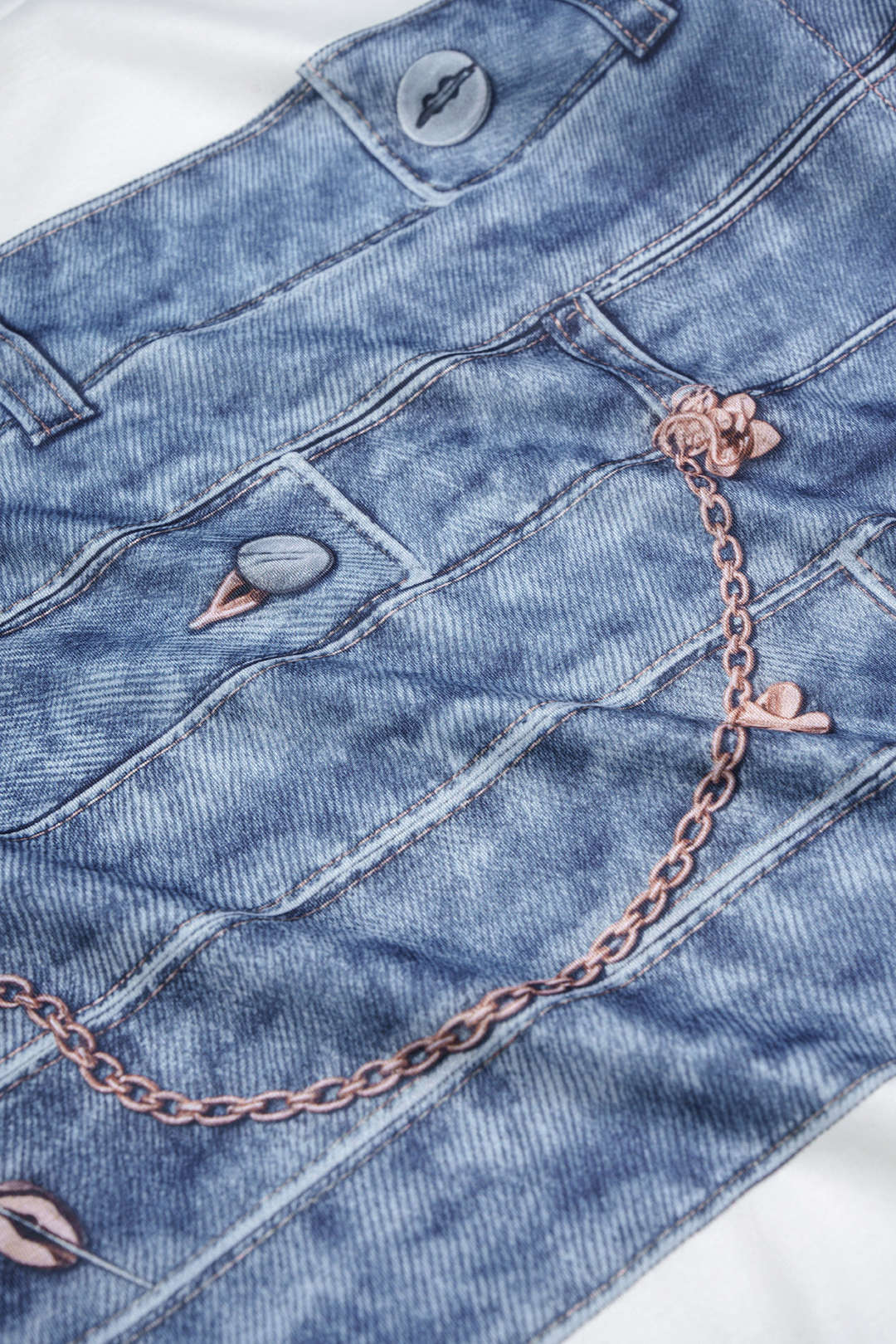 Denim T-shirt met ronde hals en korte mouwen