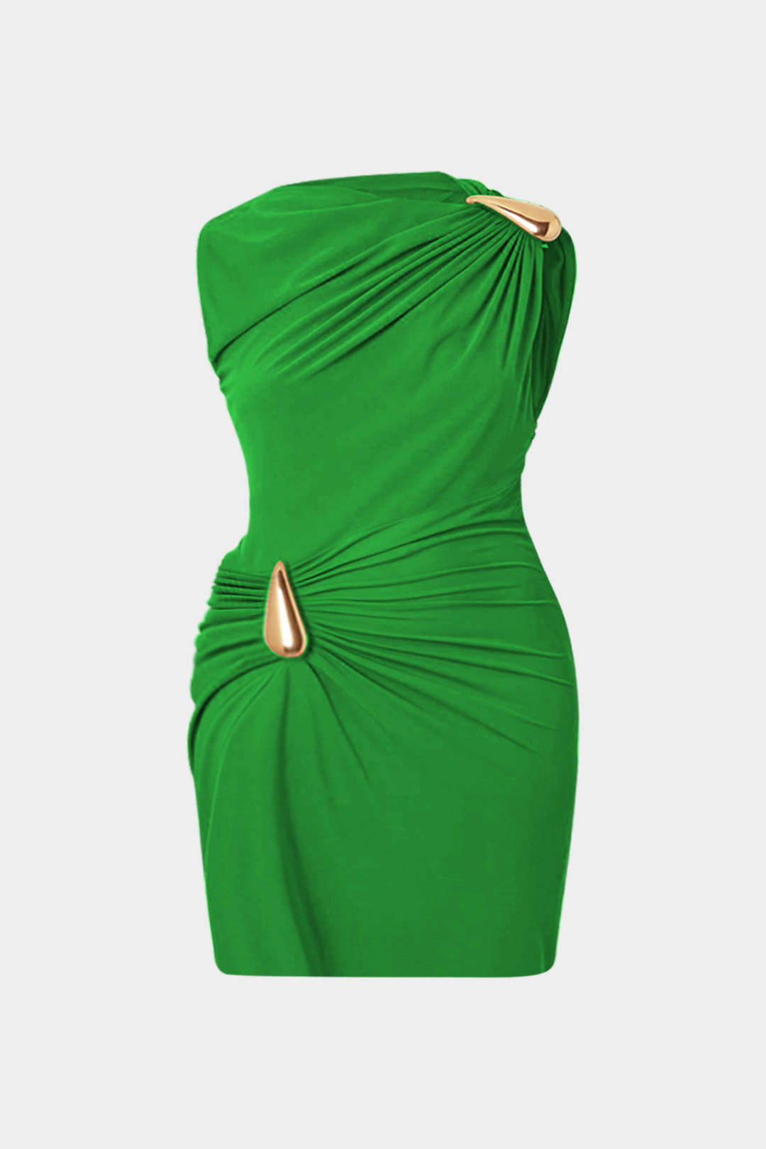 Metallic mouwloze minijurk met ruches